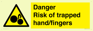 Danger Risk of trapped hand/fingers